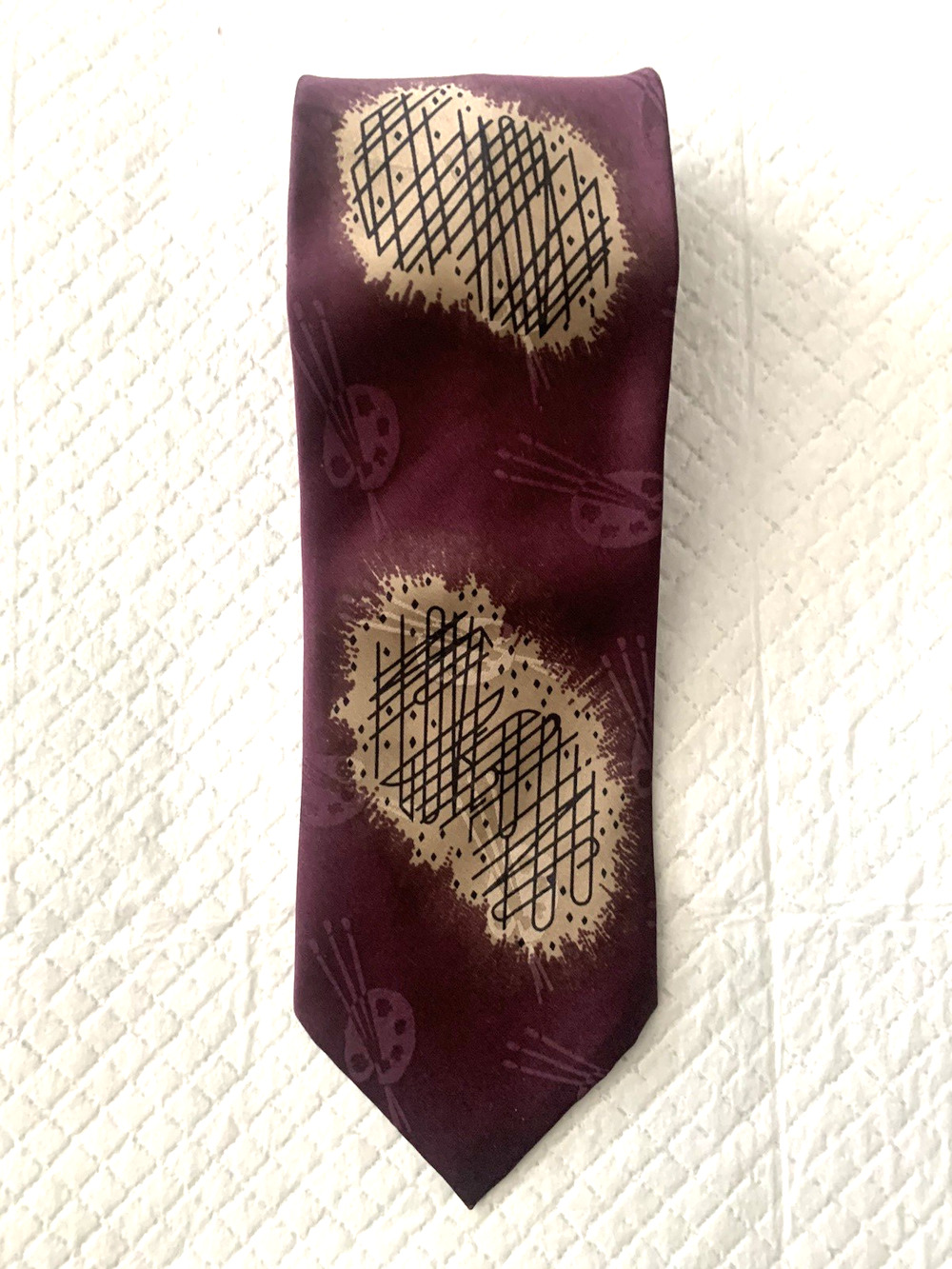 Rare Vintage Modules Burgundy Tie ( Japan ) Silk- Exc Cond